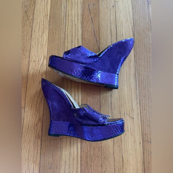 90s Vintage Terry De Havilland Purple Platform Wedge Heel - Picture 6 of 12